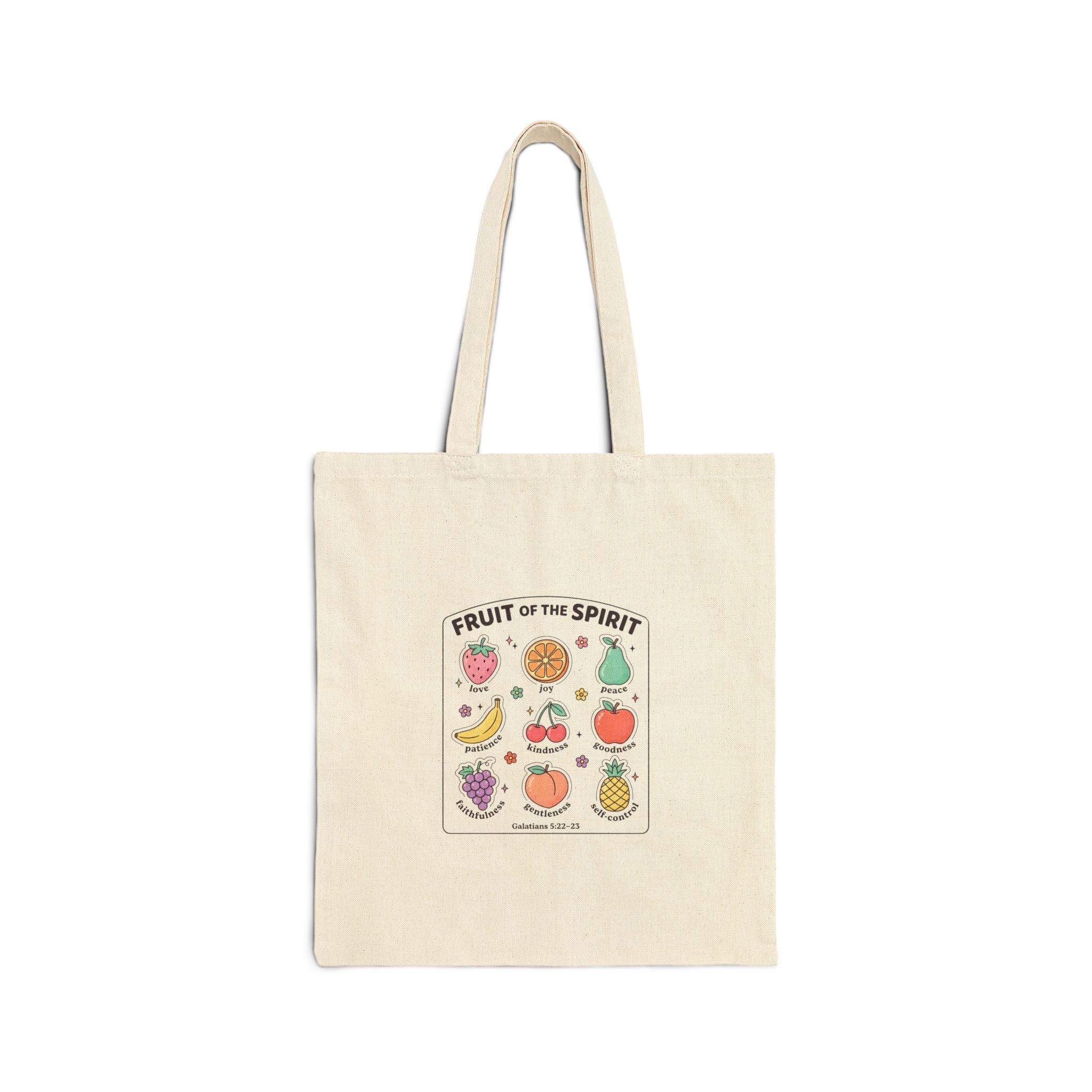 Fruit of the Spirit Tote | Christian Rainbow Scripture Illustration